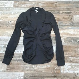 Black ruffled shirt